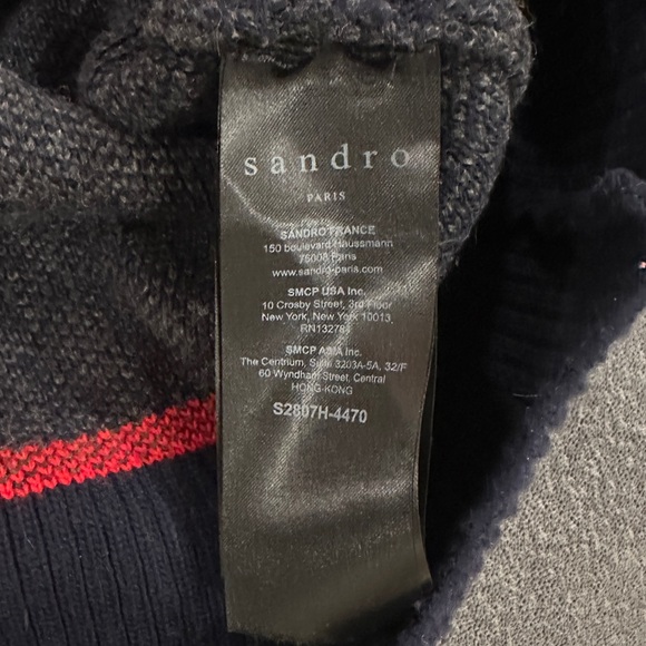 Sandro José Plaid Oversized V-neck Sweater with Rhinestones - Picture 6 of 7